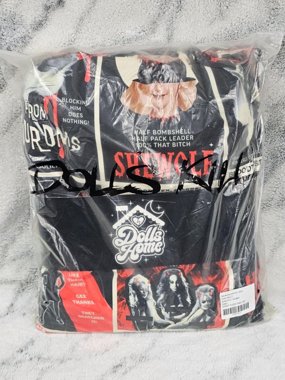 Dolls Kill Home FullQueen Sheet Set Horror Fear Film Vampire SheWolf Cult Dead